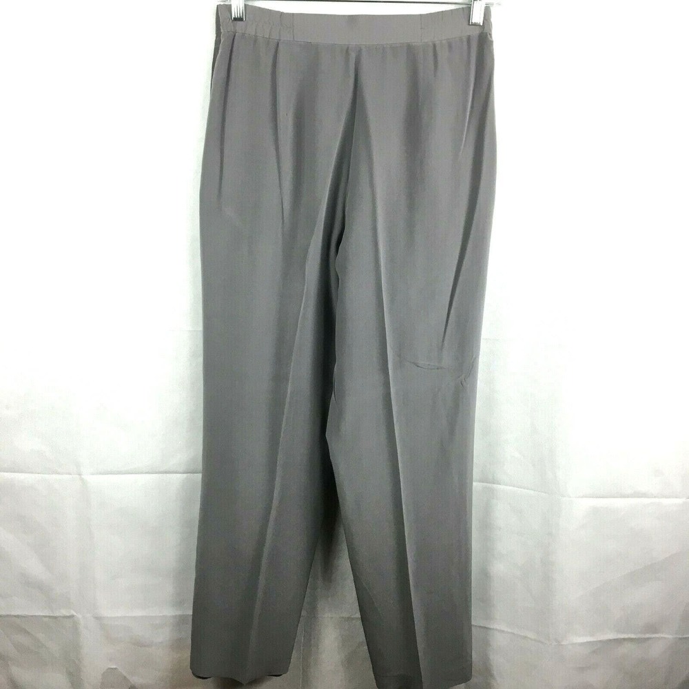 Patrick Collection‎ Pants Womens Sz 10 Gray 100% Silk Dress Lined Pockets